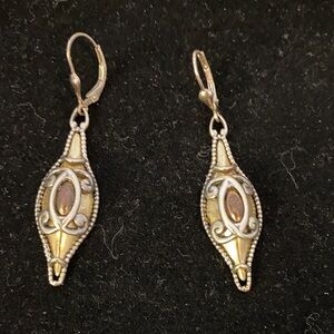 Beautiful and Very Elegant Gold and Silver Dangle Earrings